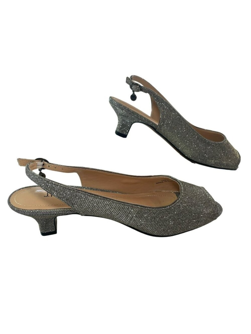 J. Renee Jenvey Silver Metallic Sling Back Sandals Sz 10WW MSRP$110 DEFECT NEW - Picture 2 of 12